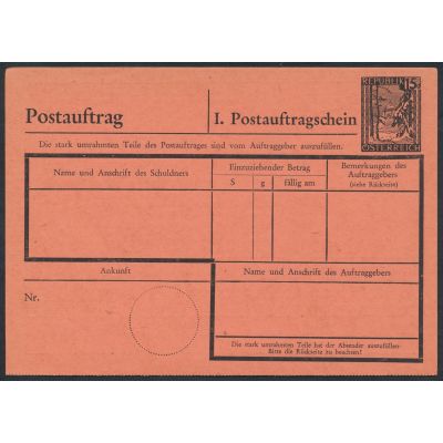 Postauftragskarte 1946