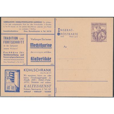 Inserat-Postkarte 1950