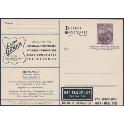 Inserat-Postkarte 1950