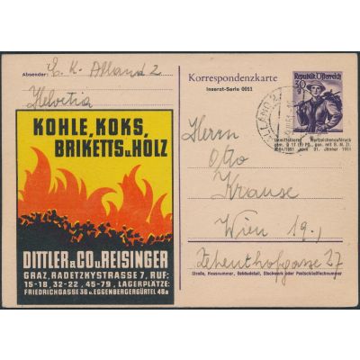 Inserat-Postkarte 1951