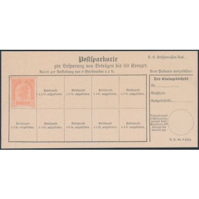 Postsparkarte 1890 deutsch