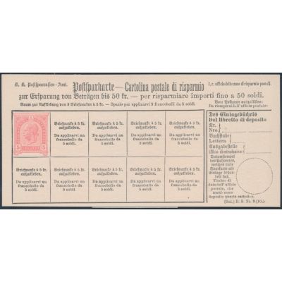 Postsparkarte 1890 italienisch