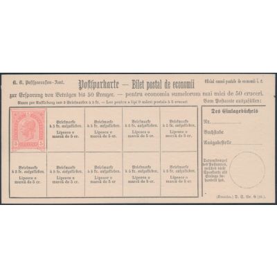 Postsparkarte 1890 rumänisch