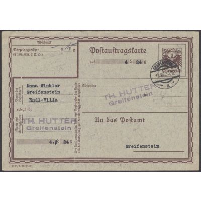 Postauftragskarte 1930