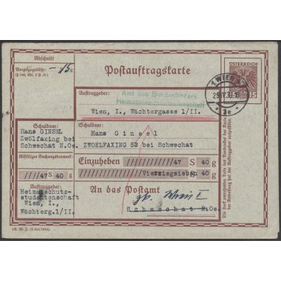 Postauftragskarte 1936