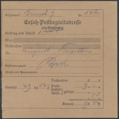 Ersatz-Postbegleitadresse